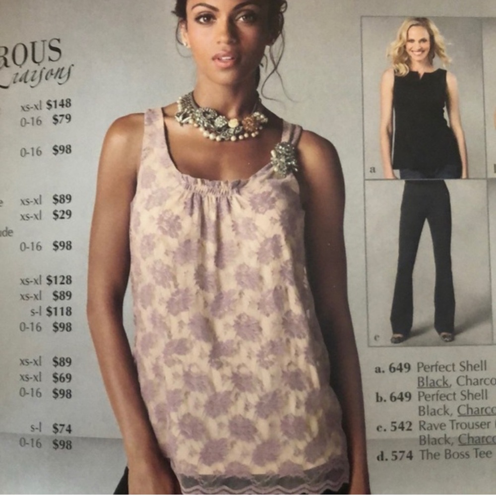 Ladies EUC VINTAGE CAbi | Intrigue Tank | Floral Lace | Style 663 | Size Large